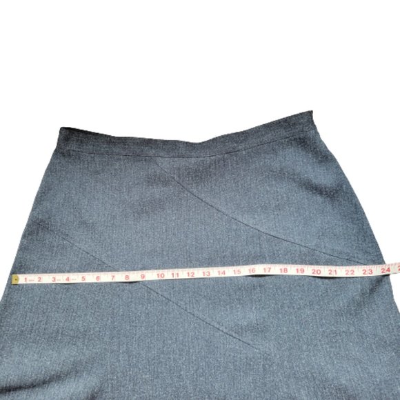 Hiroko Steel-Blue Midi Skirt 6-Panel Flare Angled Waist&Hip Cuts Size 16 - Picture 9 of 10
